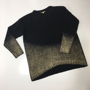 Gianni Bini Black & Metallic Gold Ombré Sweater M